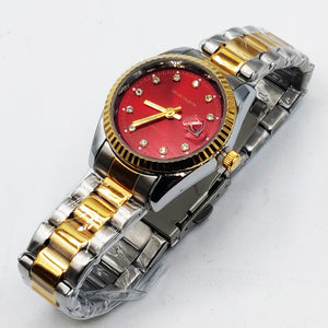 Montre Dylan Valentin DV6507 Fond Rouge Bracelet Argenté et Doré