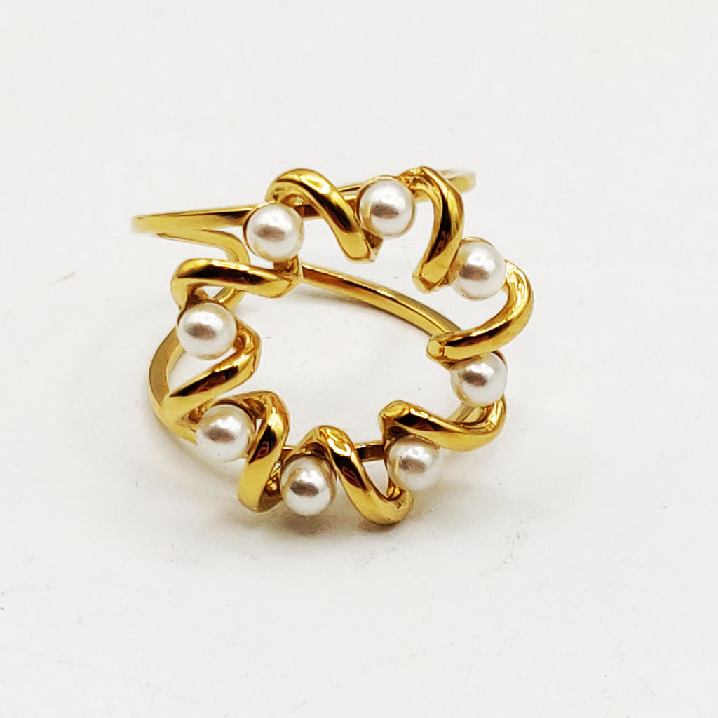 Bague Tourbillon Perles d'imitation Blanches
