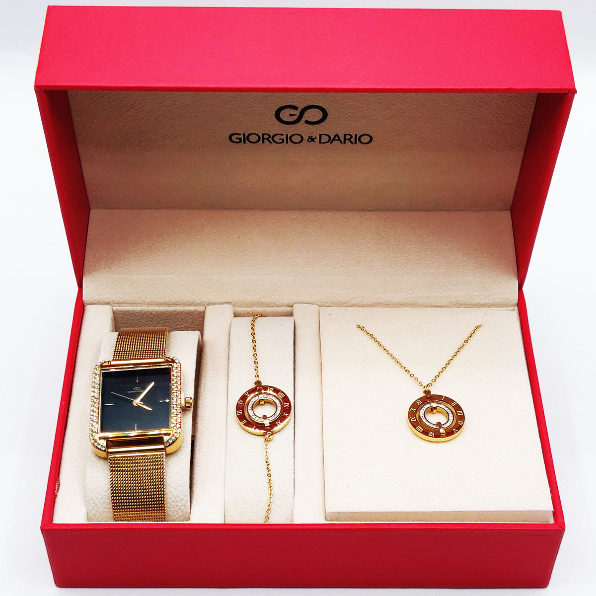 Coffret Montre Giorgio & Dario EU5995 Fond Noir avec Collier et Bracelet Rafinity Luxe