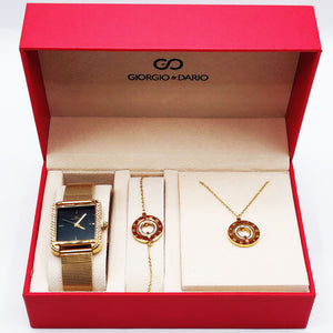 Coffret Montre Giorgio & Dario EU5995 Fond Noir avec Collier et Bracelet Rafinity Luxe