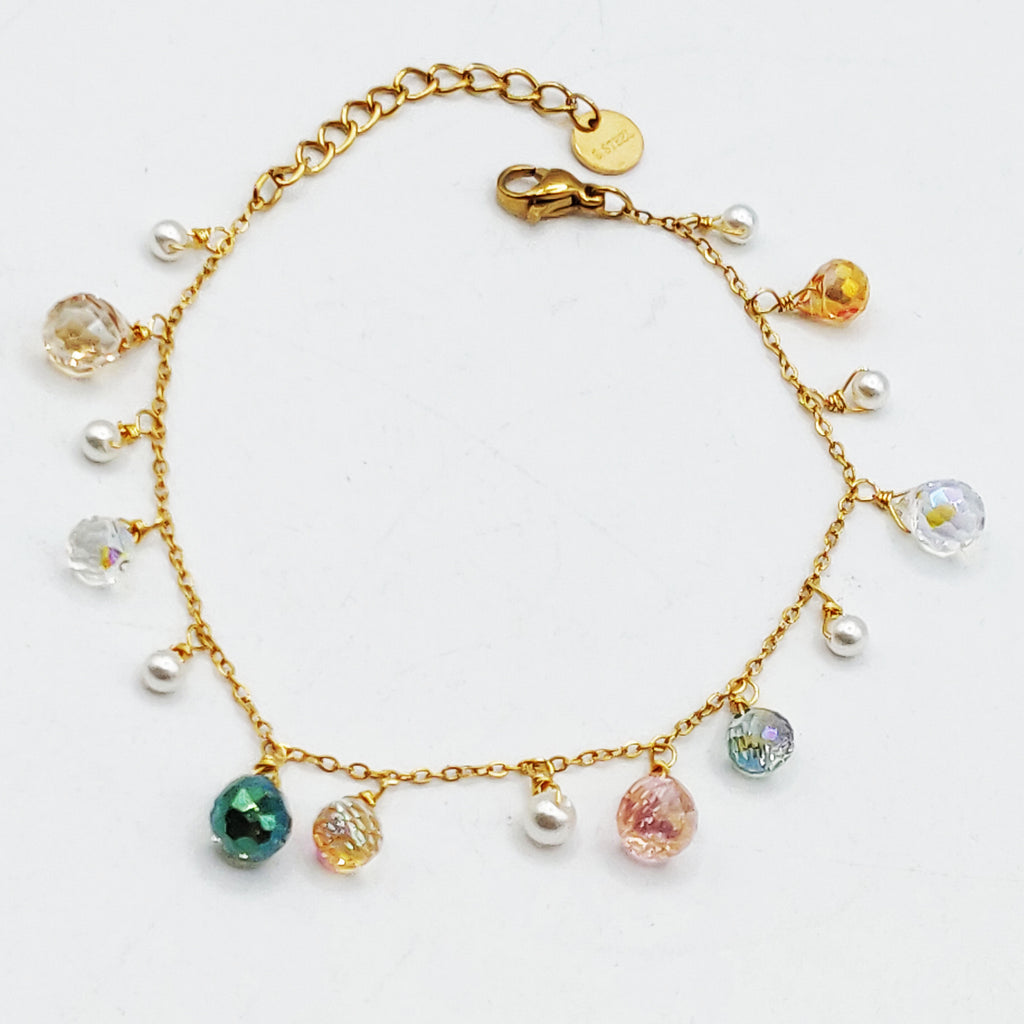 Bracelet Perles d'imitation Transparentes Multicolores Luxe