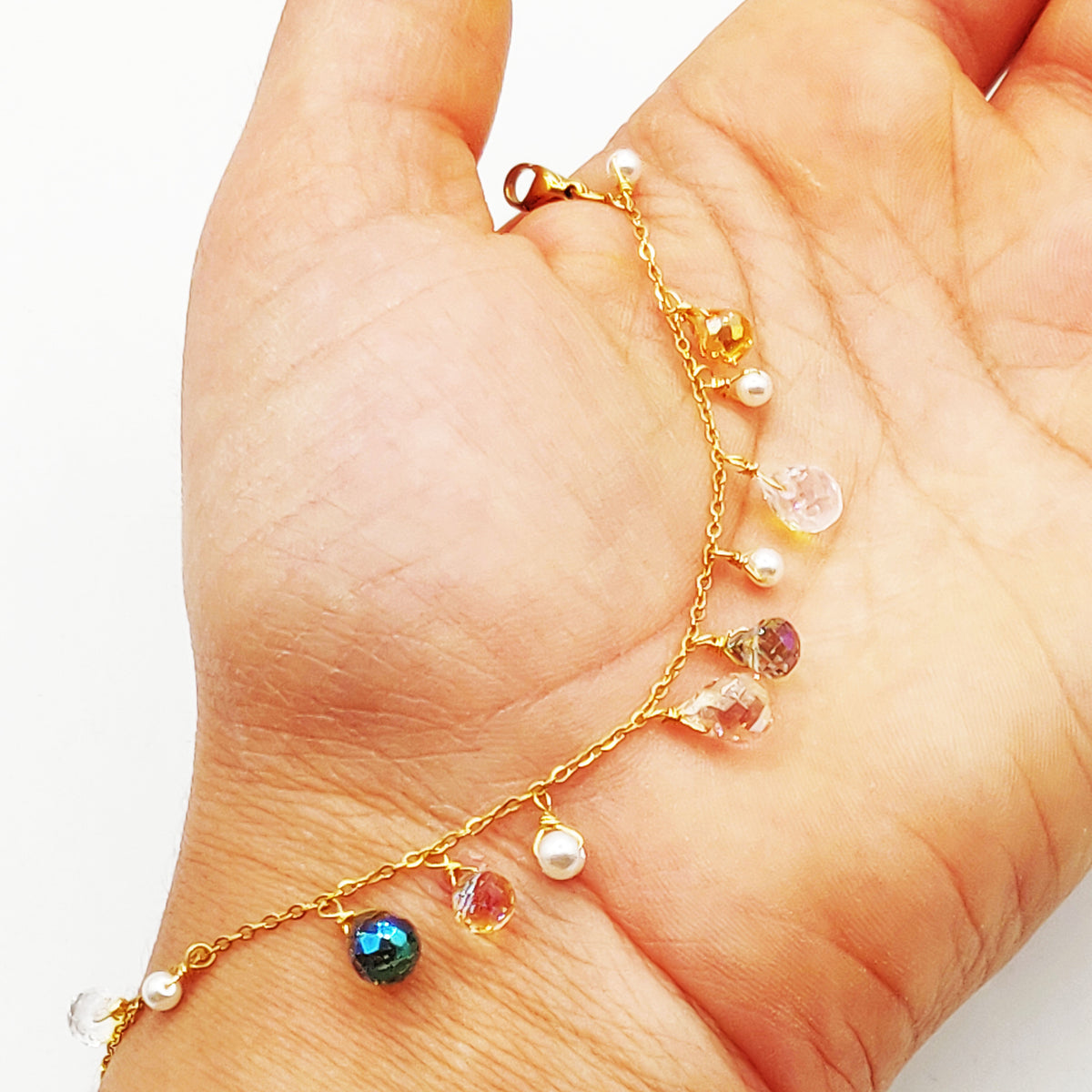 Bracelet Perles d'imitation Transparentes Multicolores Luxe