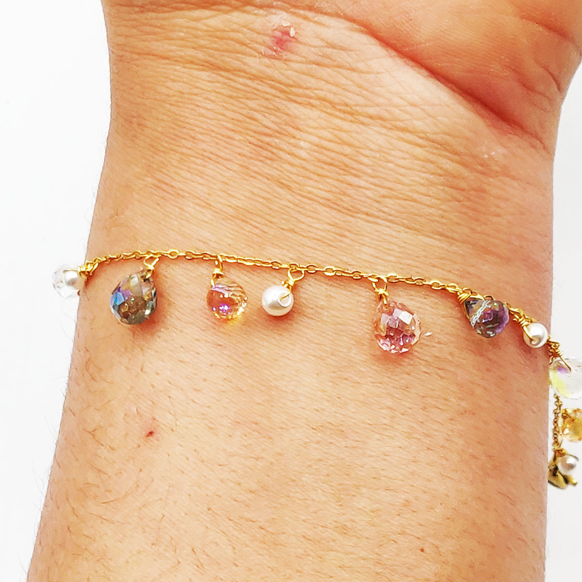 Bracelet Perles d'imitation Transparentes Multicolores Luxe