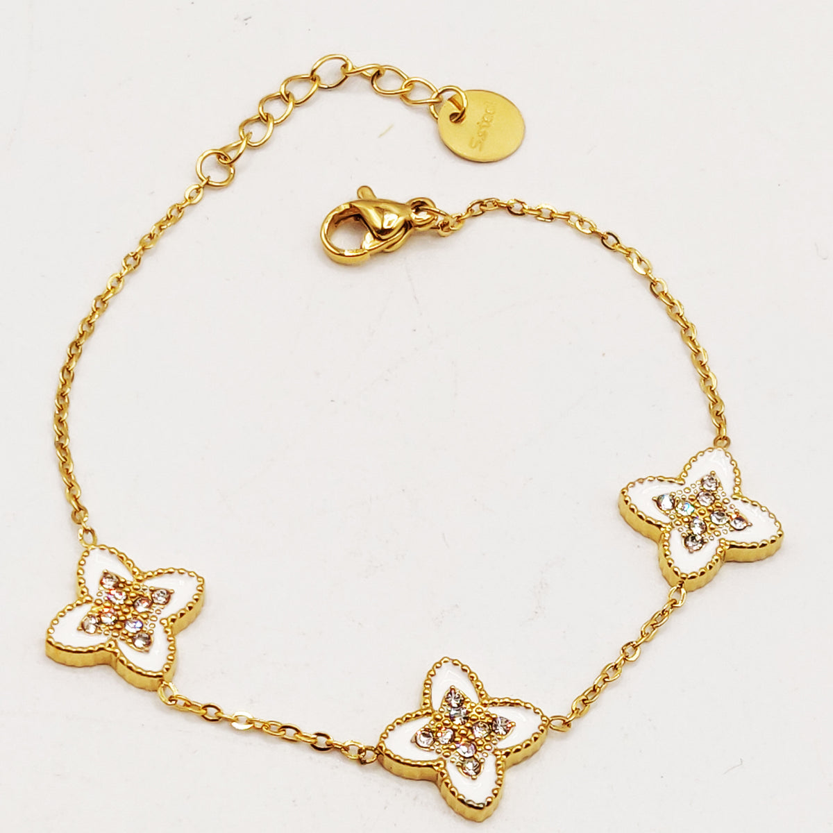Bracelet Étoiles Blanches Cristaux Luxe