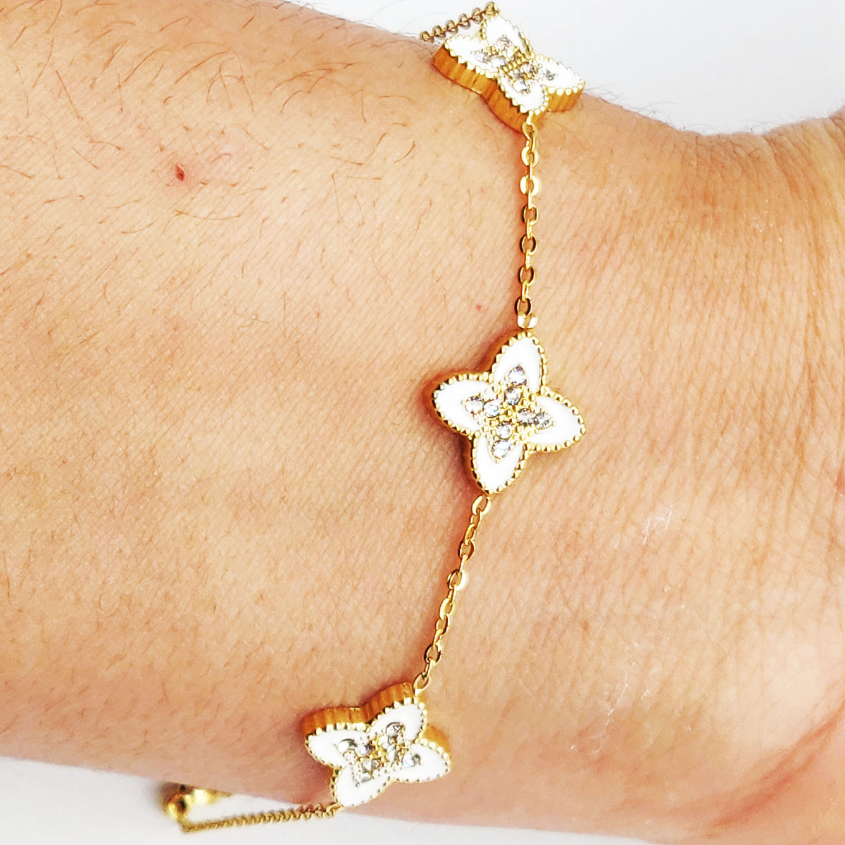 Bracelet Étoiles Blanches Cristaux Luxe