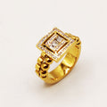 Bague Boules et Vagues Rectangle Cristaux Luxe