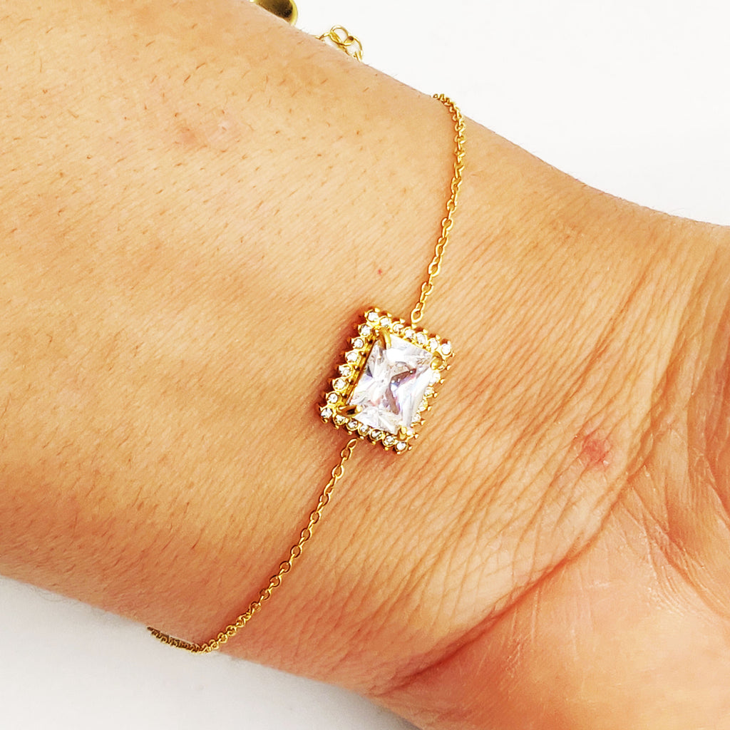 Bracelet Grand Cristal Rectangle Tour Cristaux