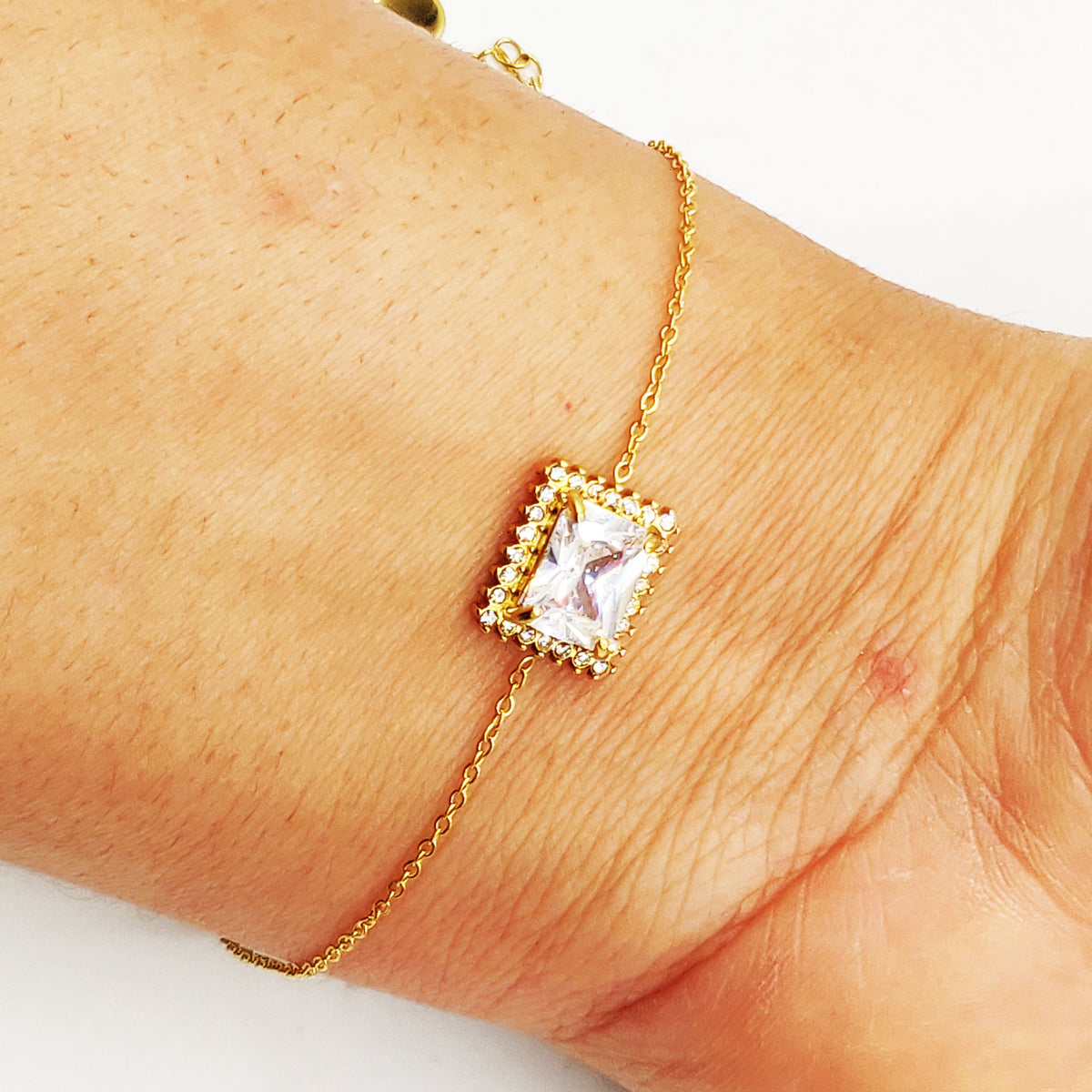Bracelet Grand Cristal Rectangle Tour Cristaux