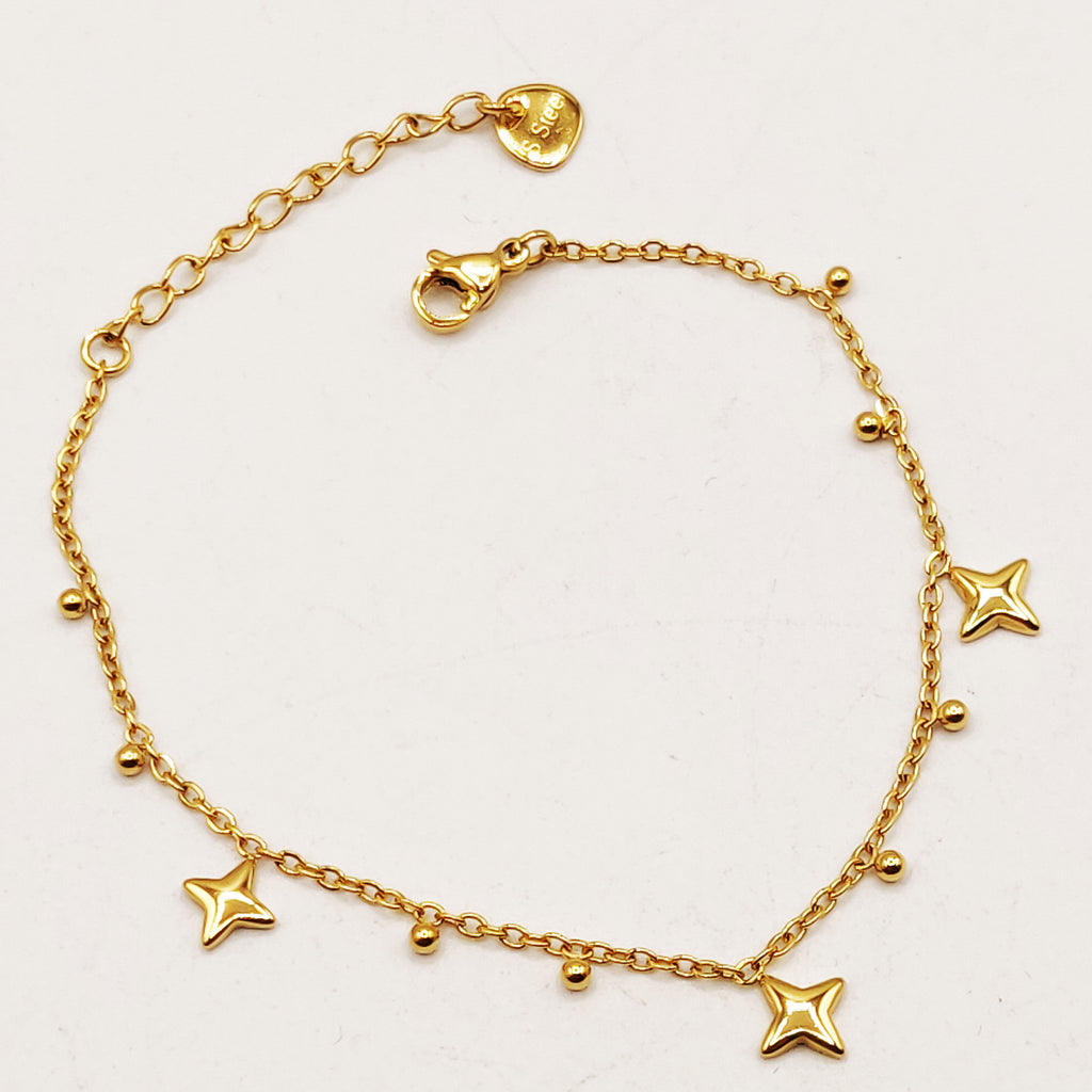Bracelet Multi Étoiles et Perles d'imitation Dorées