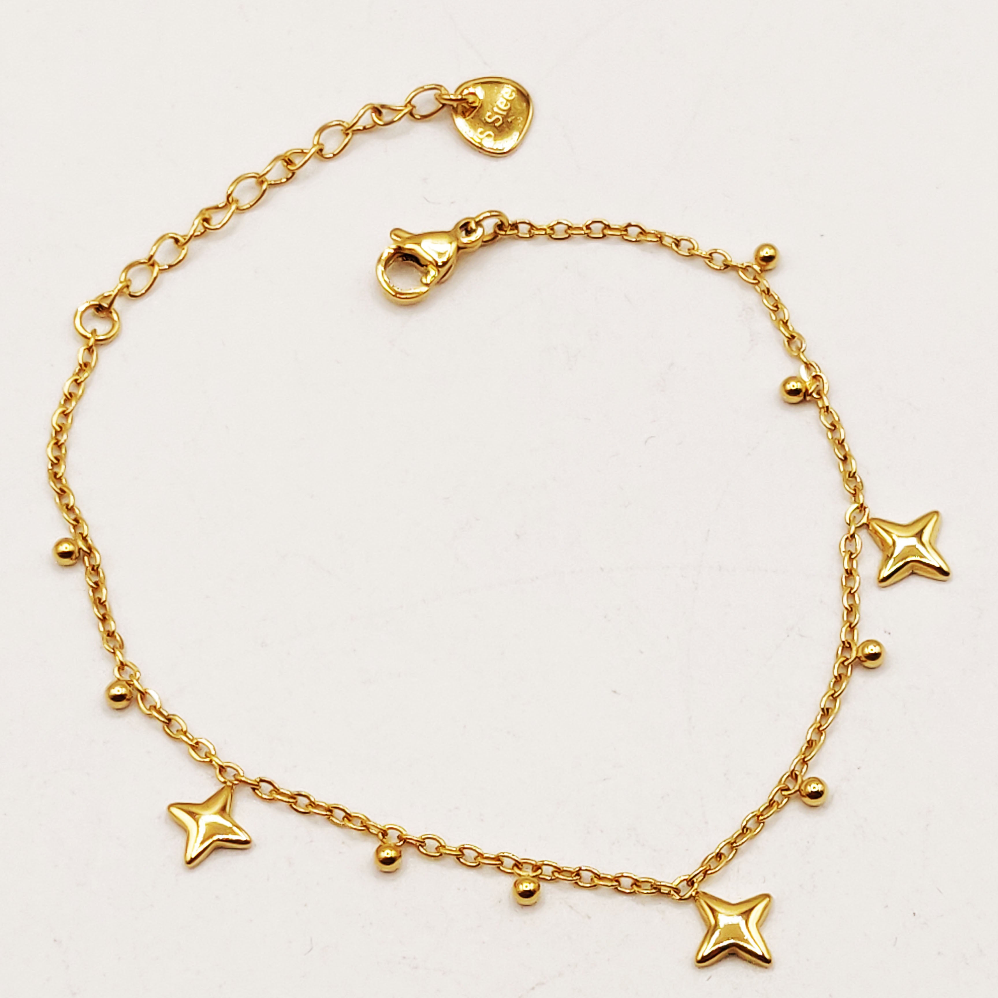 Bracelet Multi Étoiles et Perles d'imitation Dorées