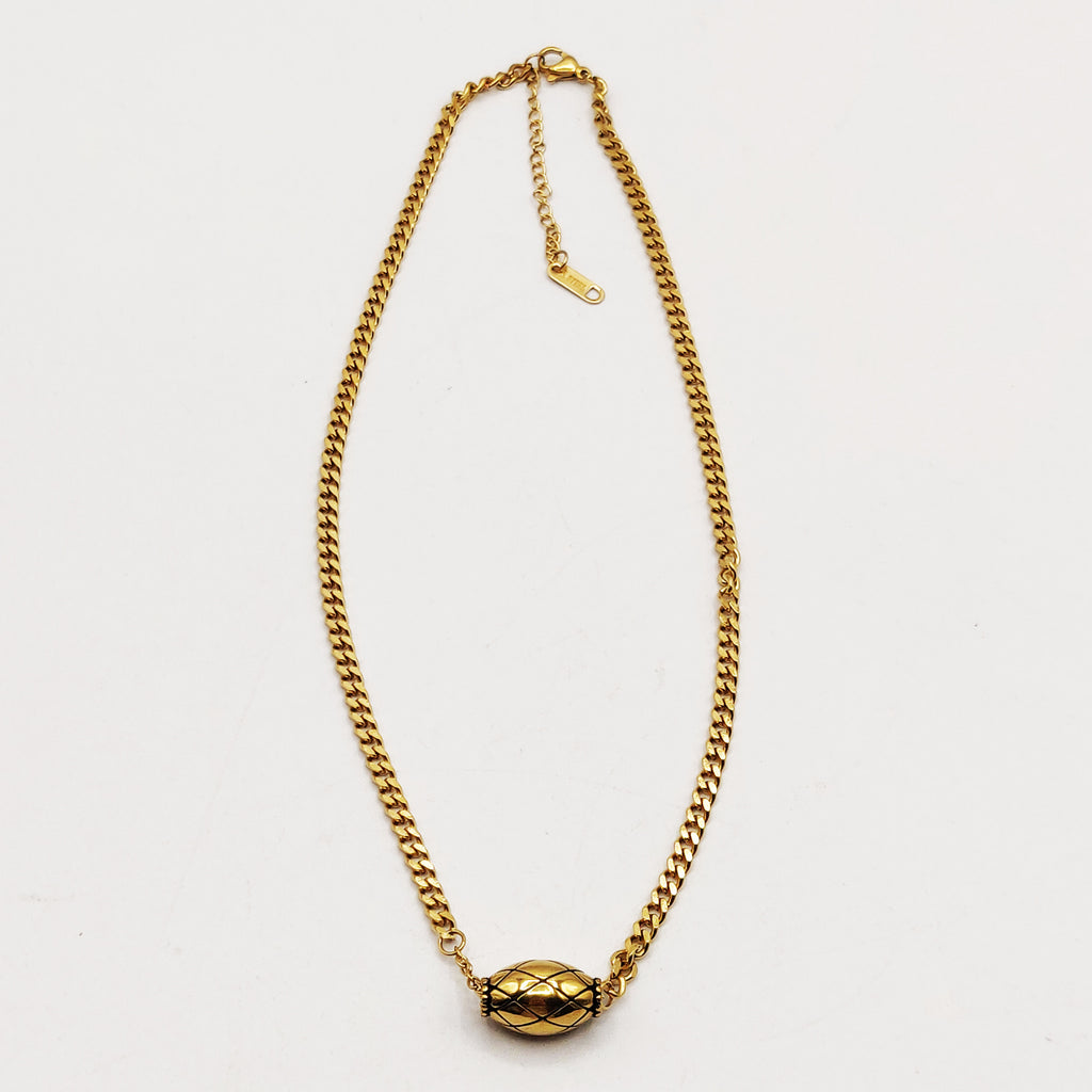 Collier Tresse Pendentif Ovale Matelassé Luxe