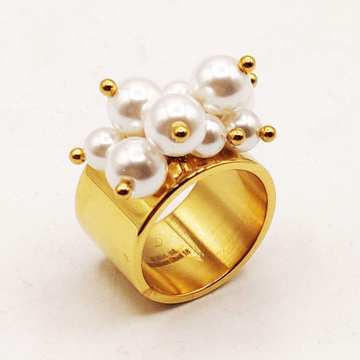 Bague Large Bouquet de Perles d'imitation Blanches