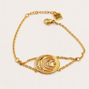 Bracelet Double Pendentif Multi Cercles Cristaux Luxe