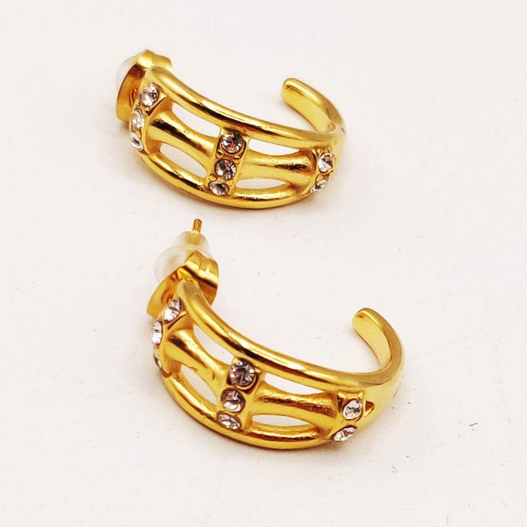 Boucles d'oreilles Cercle Os Cristaux Luxe