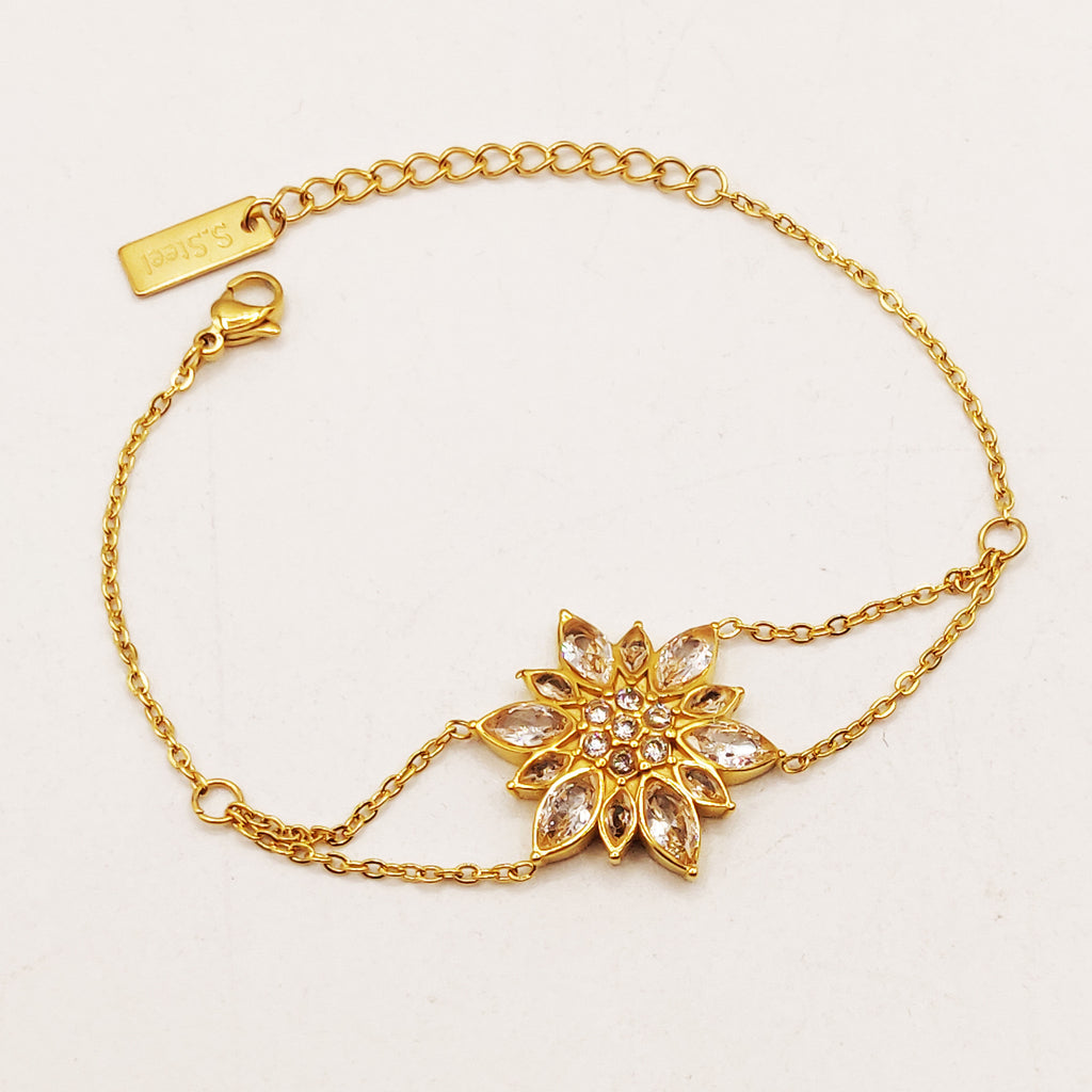Bracelet Fleur en Cristaux Luxe