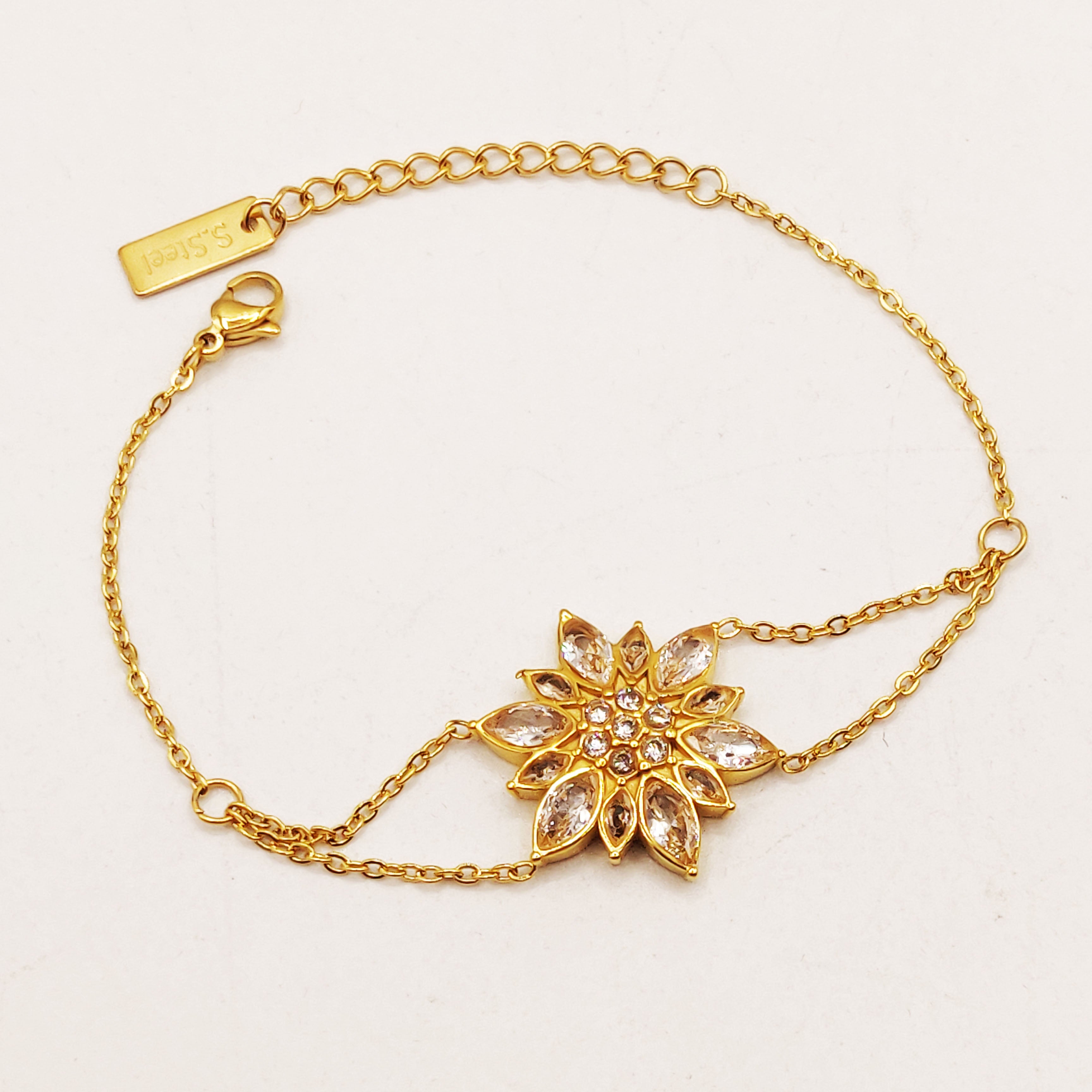 Bracelet Fleur en Cristaux Luxe