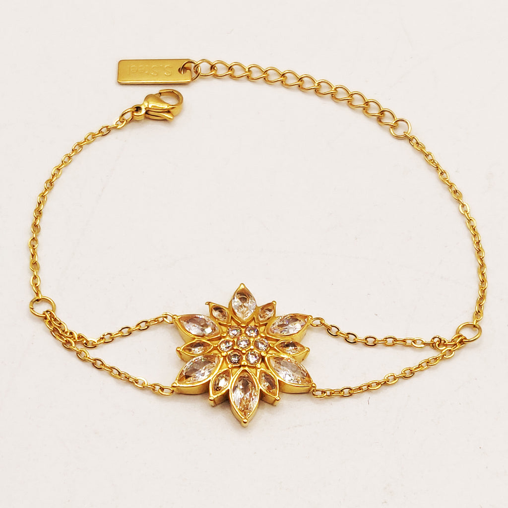 Bracelet Fleur en Cristaux Luxe