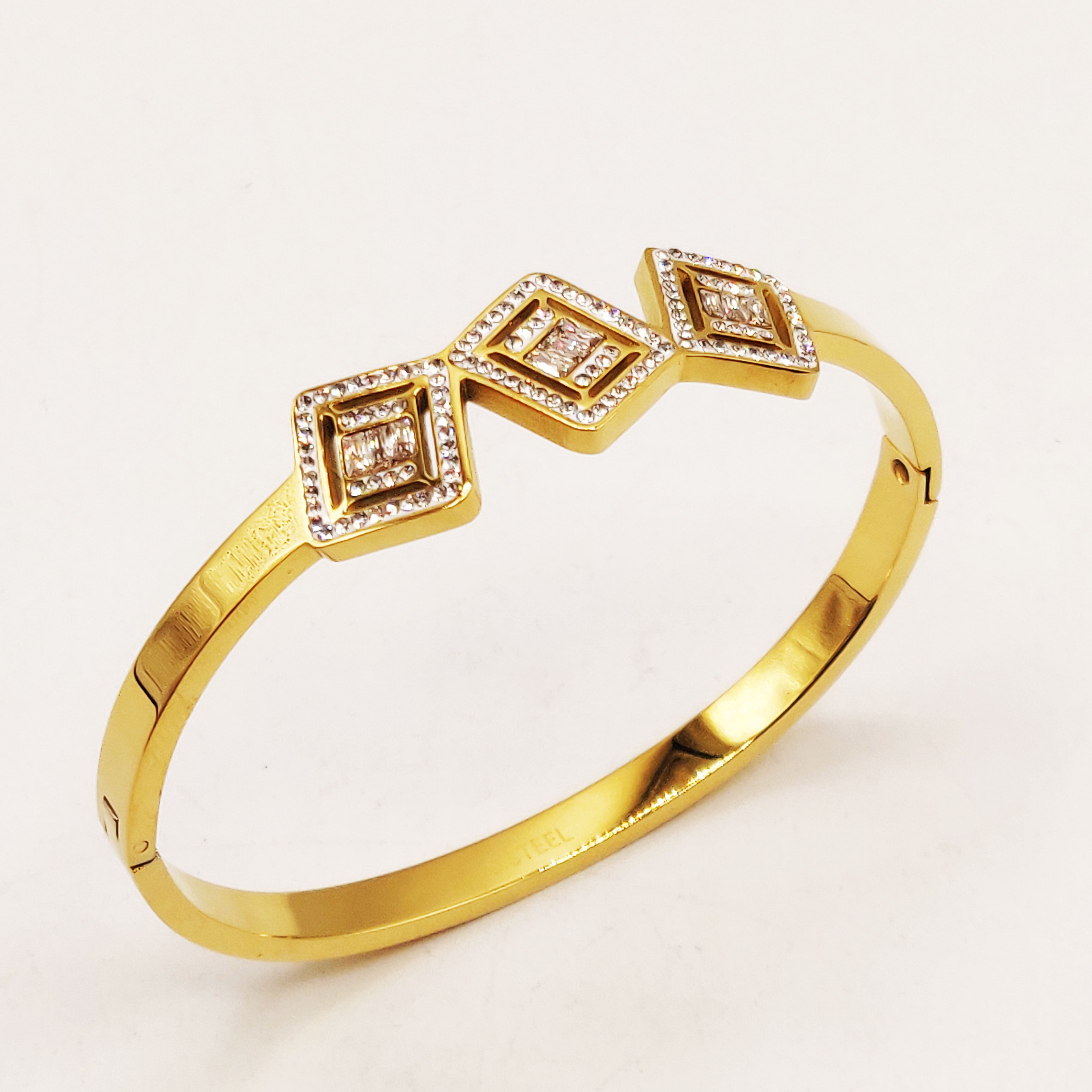 Bracelet Rigide Triple Cristaux Rectangles