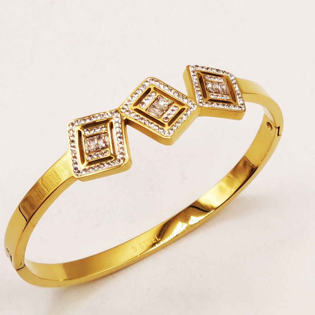 Bracelet Rigide Triple Cristaux Rectangles