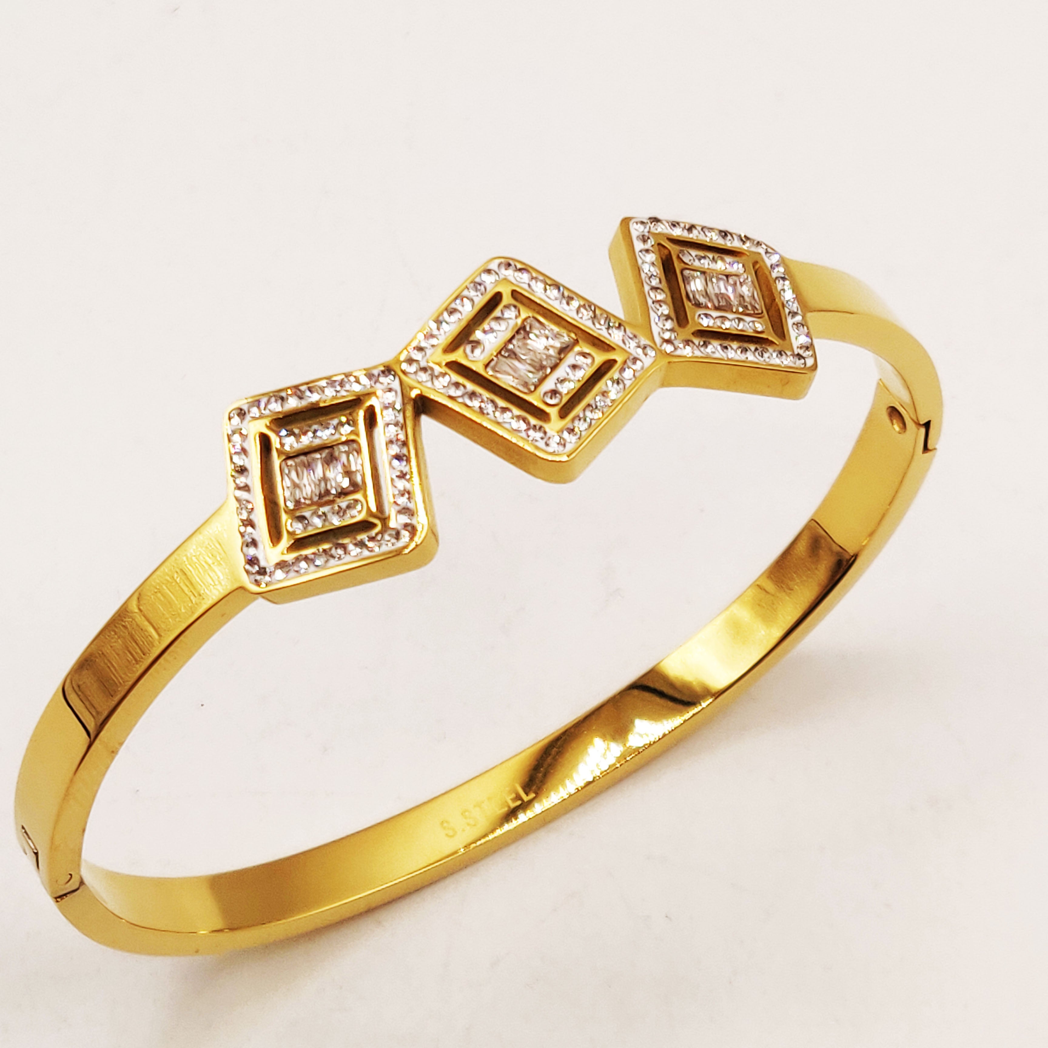 Bracelet Rigide Triple Cristaux Rectangles