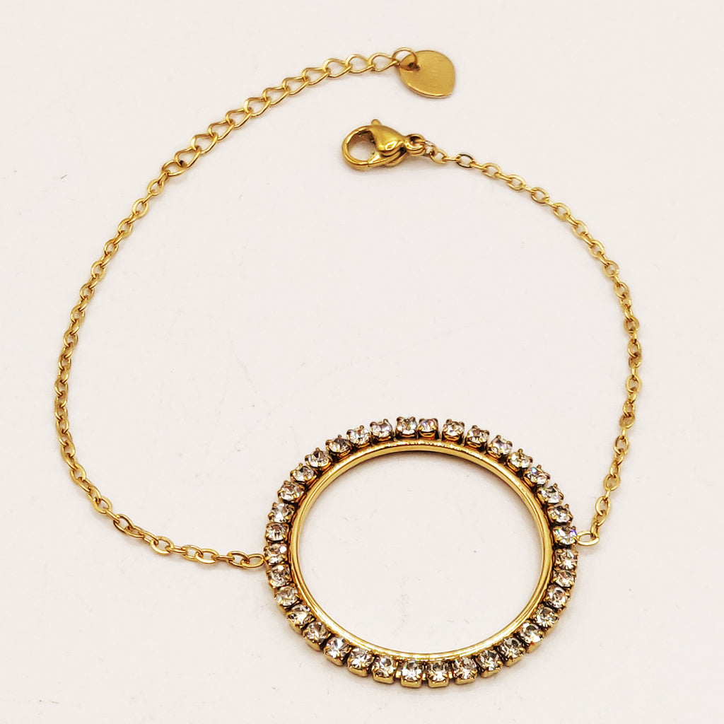 Bracelet Simple Anneau Tour Cristaux Luxe