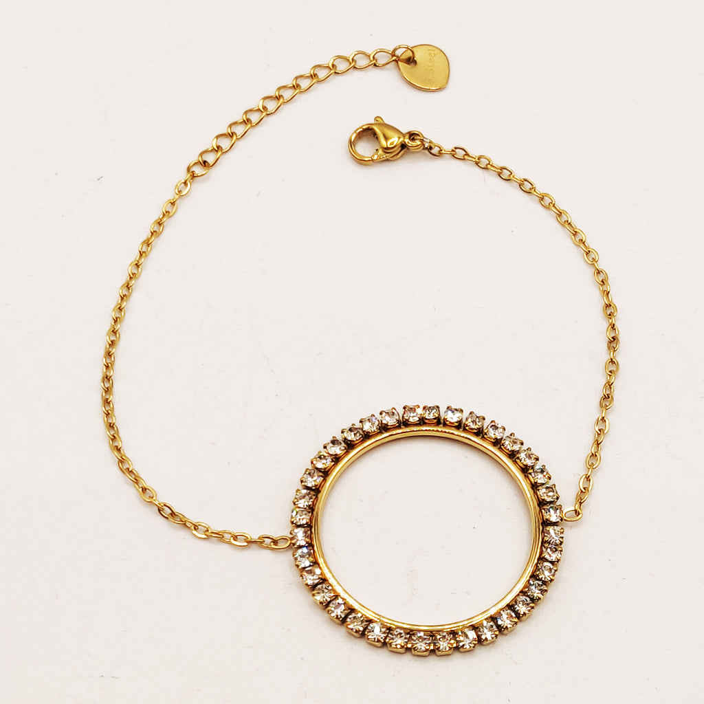 Bracelet Simple Anneau Tour Cristaux Luxe
