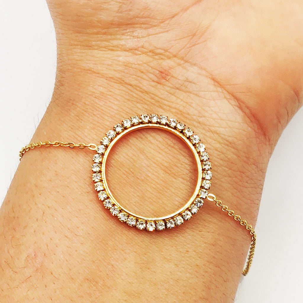 Bracelet Simple Anneau Tour Cristaux Luxe
