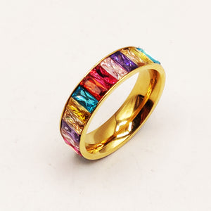 Bague Tour Cristaux Multicolores