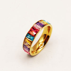 Bague Tour Cristaux Multicolores