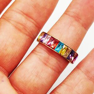 Bague Tour Cristaux Multicolores