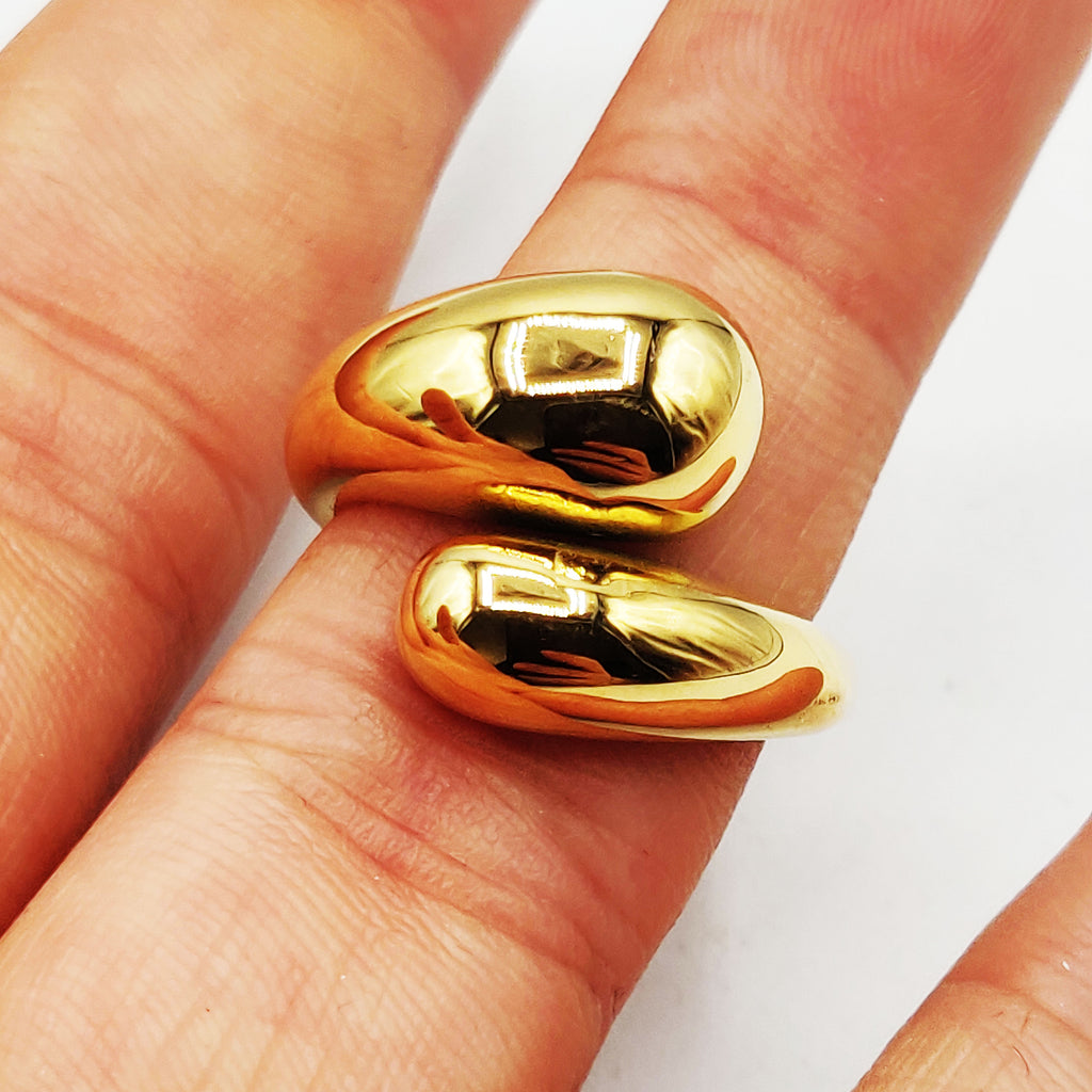 Bague Double Gouttes Bombées Luxe