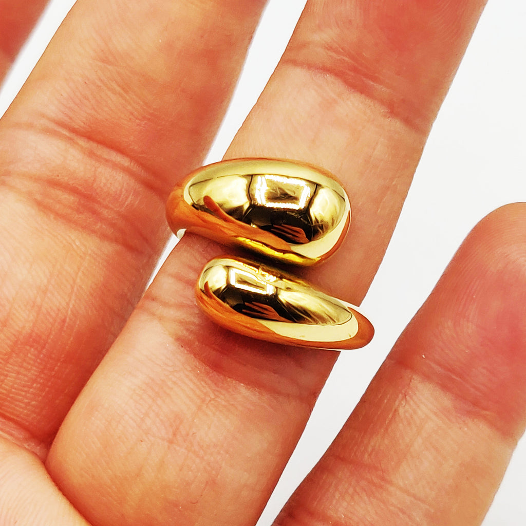 Bague Double Gouttes Bombées Luxe