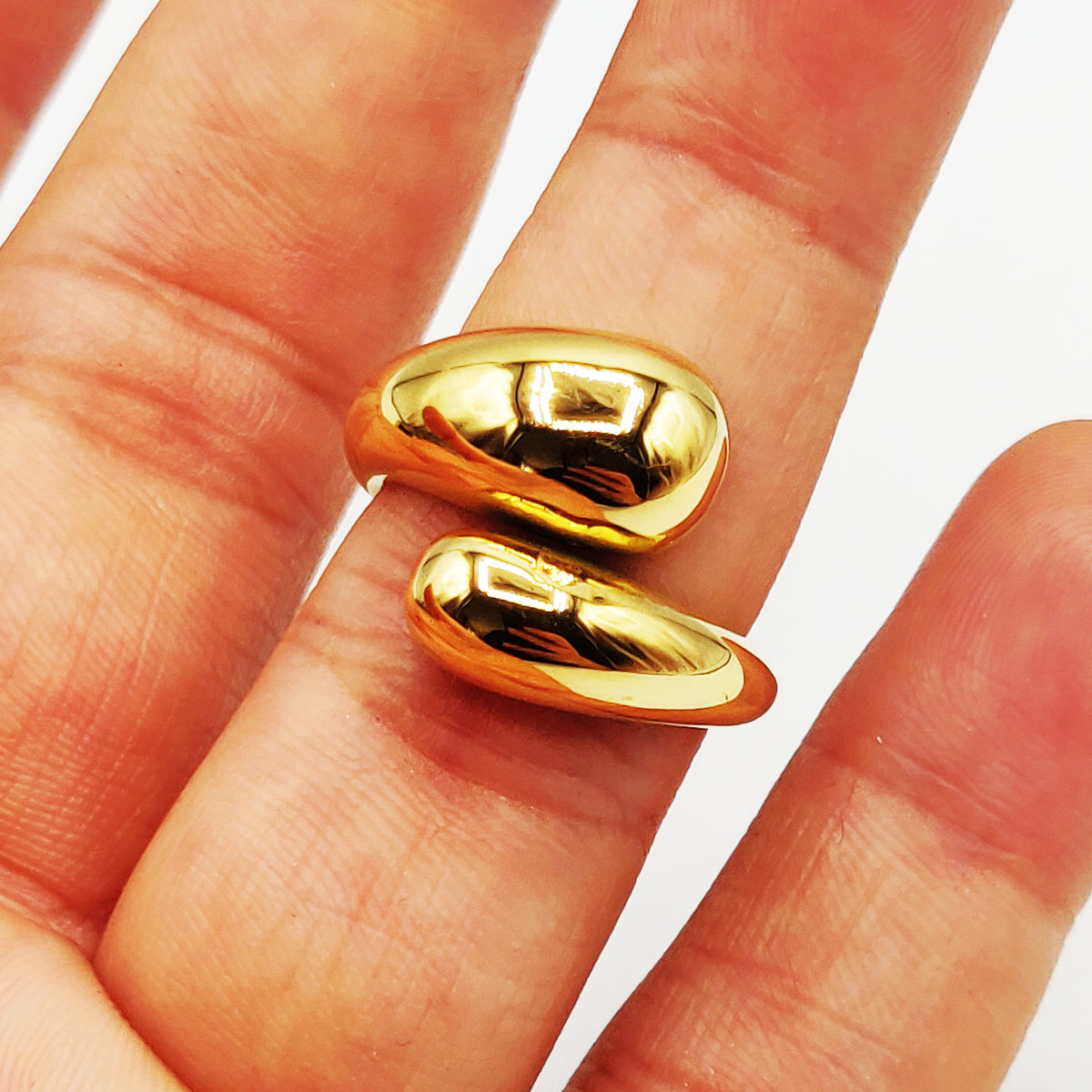 Bague Double Gouttes Bombées Luxe
