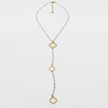 Collier en Perles d'imitation Blanches Pendentifs Trèfles Luxe Descendant