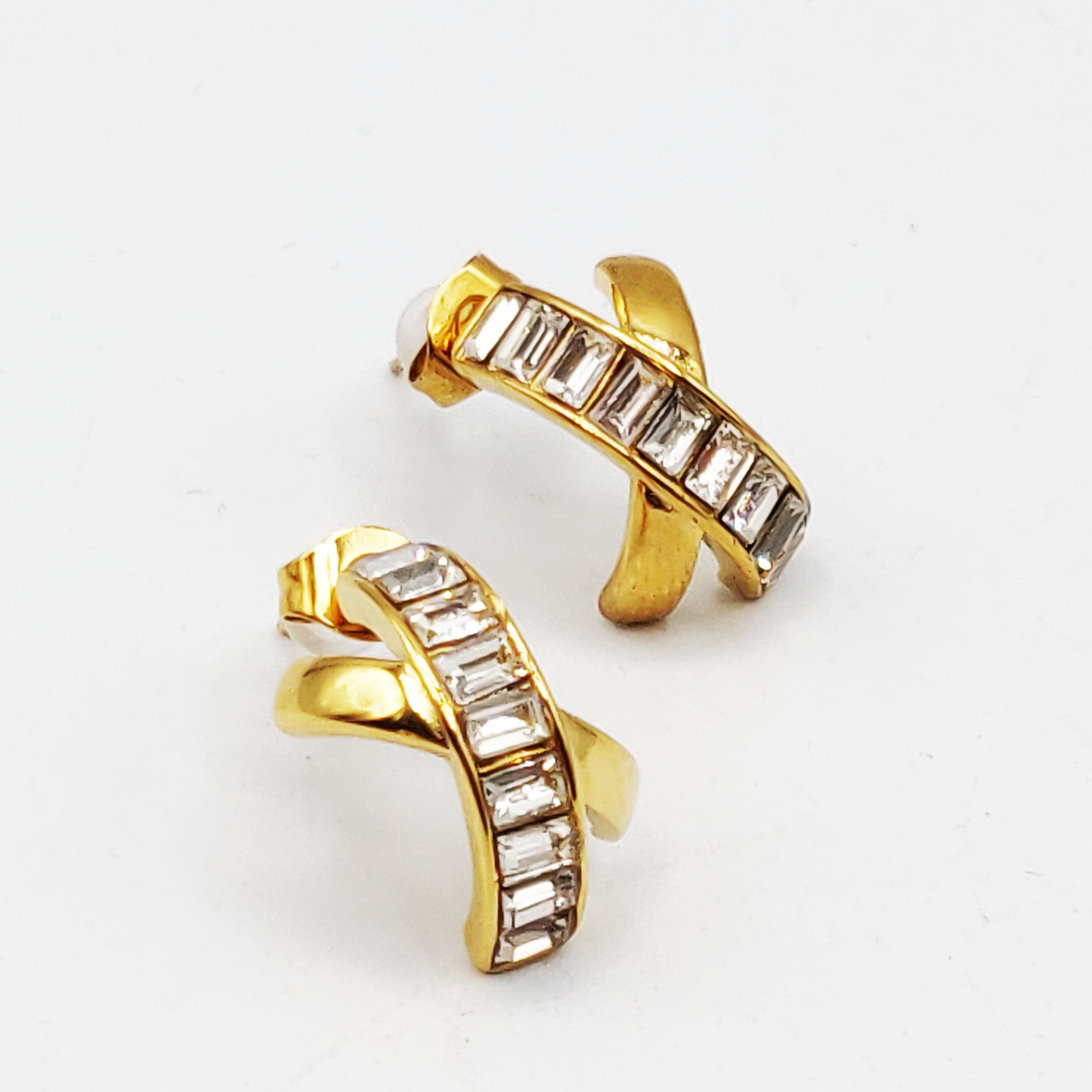 Boucles d'oreilles X Cristaux Rectangulaires Luxe