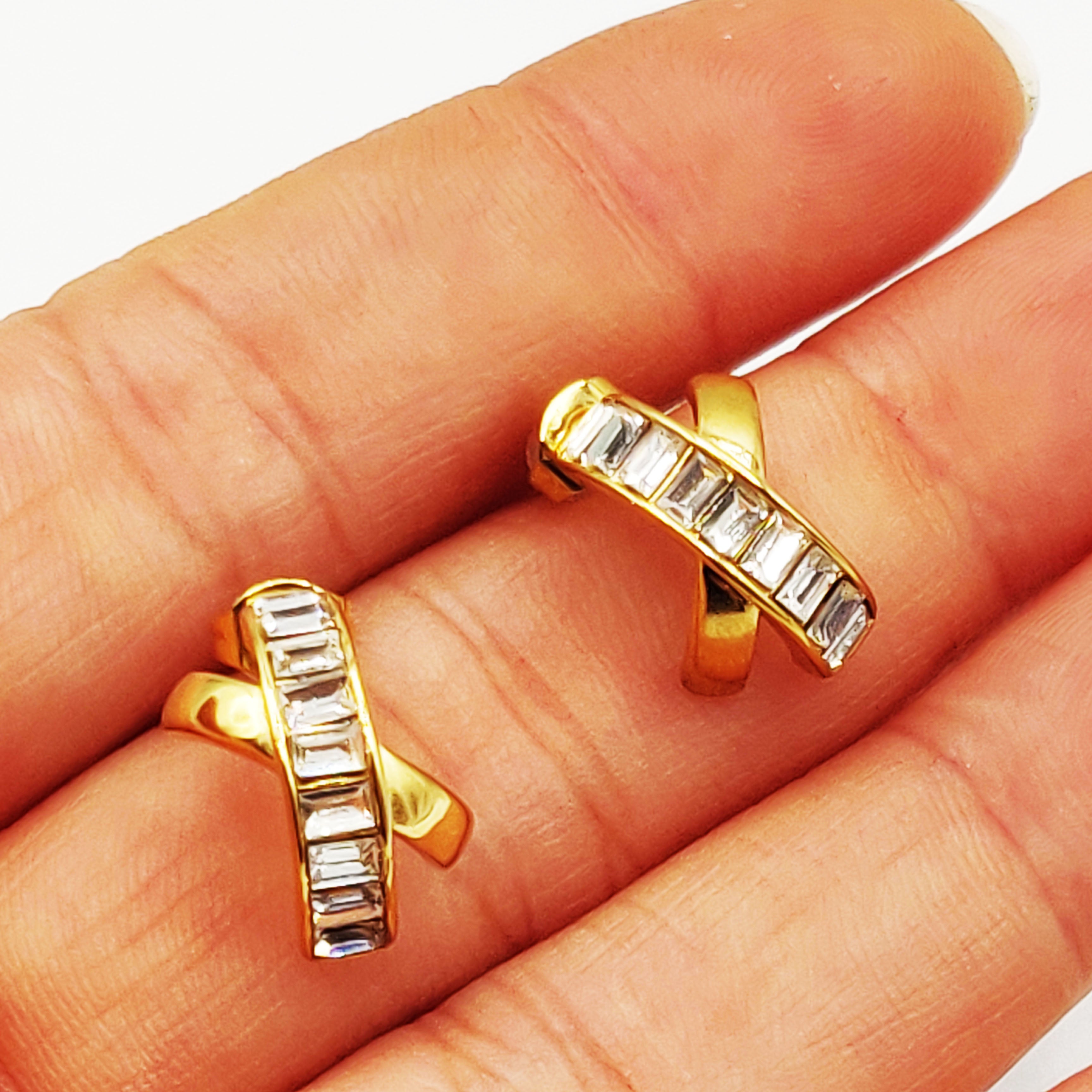 Boucles d'oreilles X Cristaux Rectangulaires Luxe