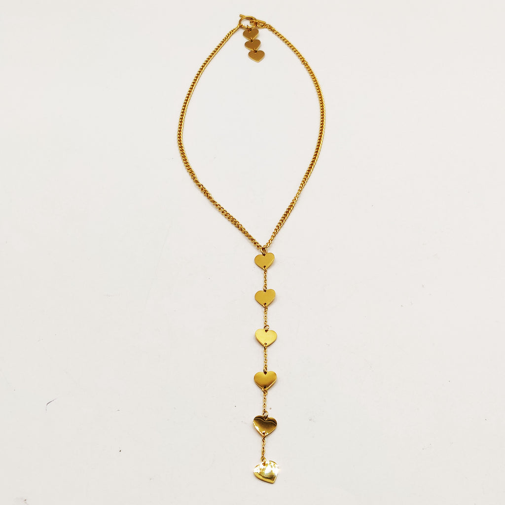 Collier Tresse Multi Coeurs Descendant