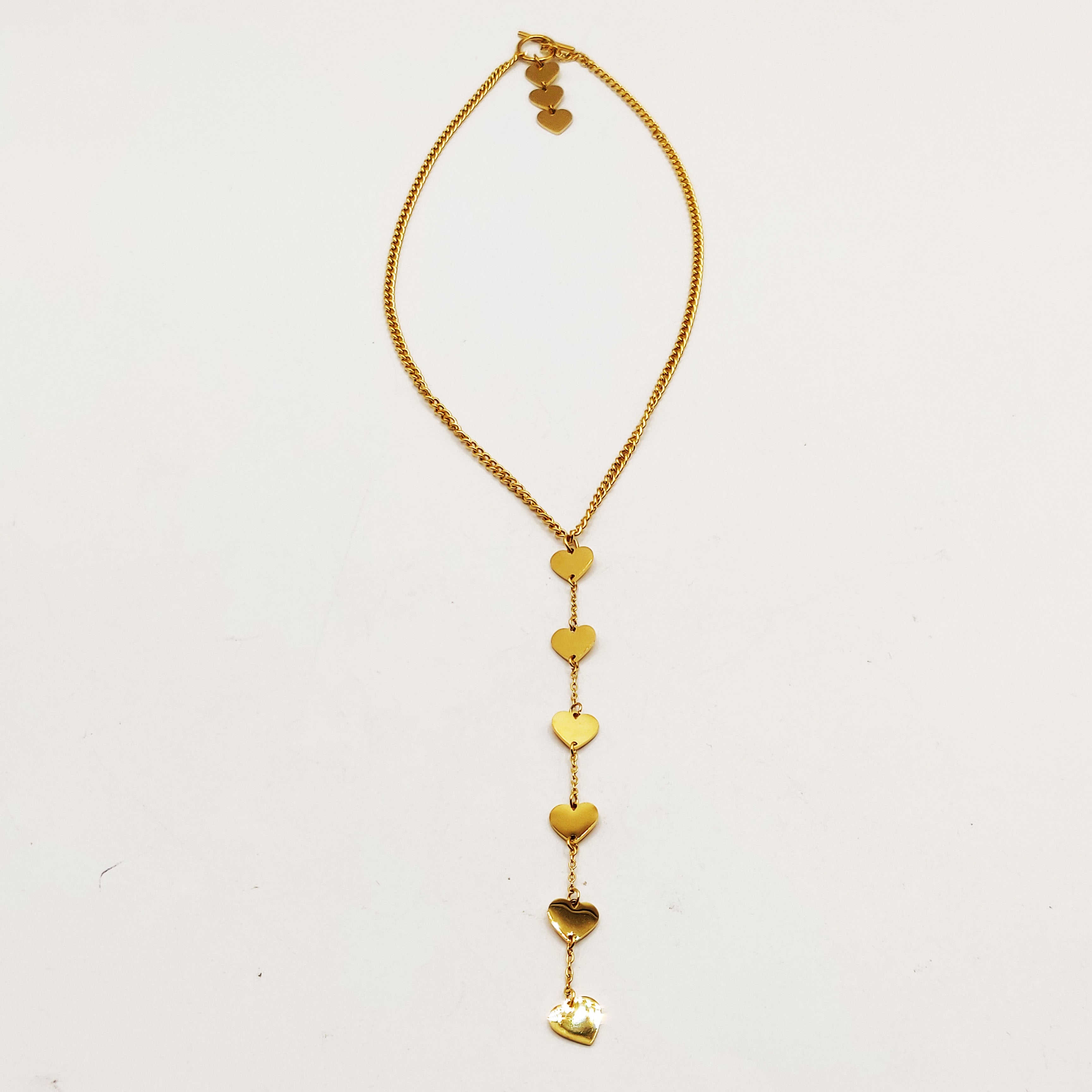 Collier Tresse Multi Coeurs Descendant