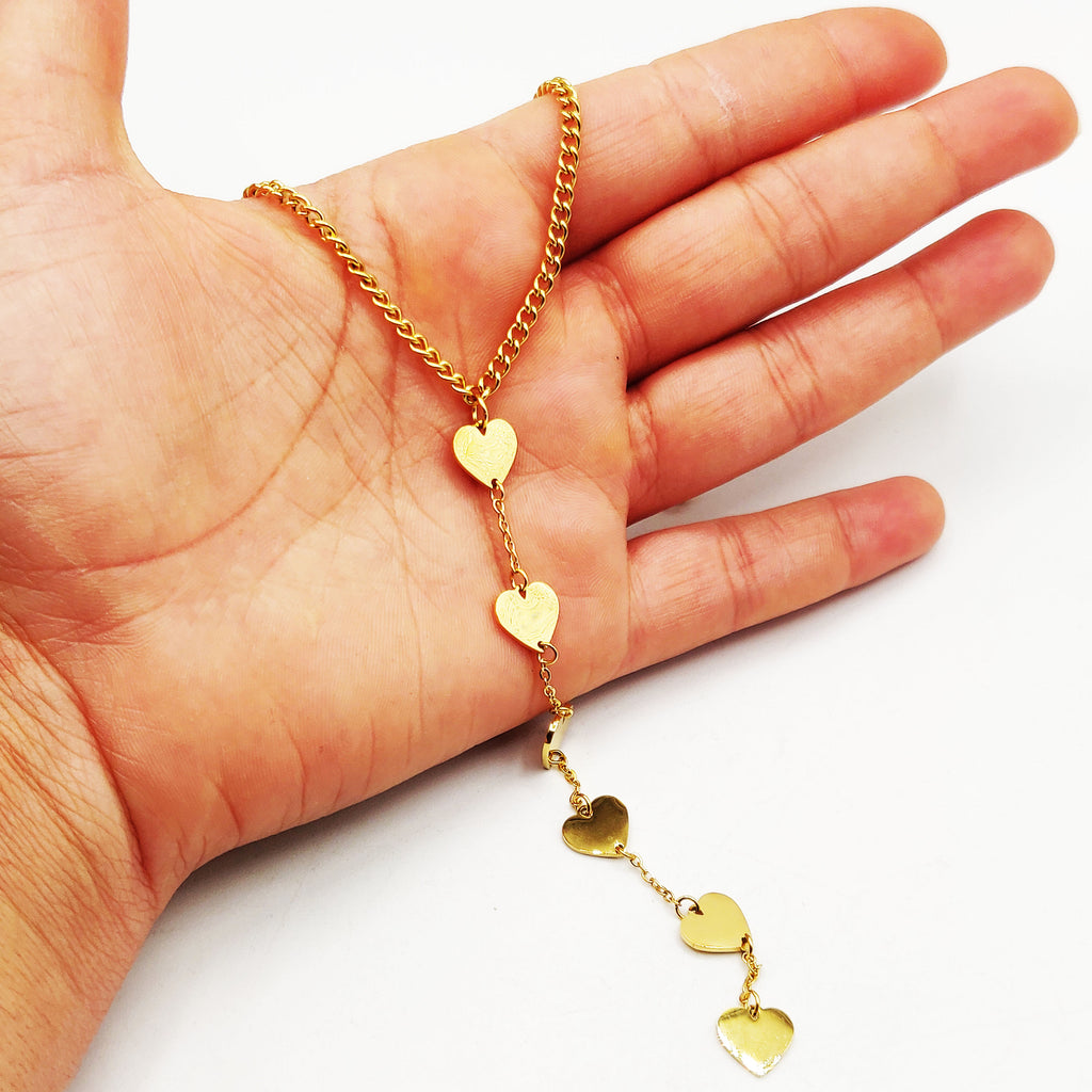 Collier Tresse Multi Coeurs Descendant