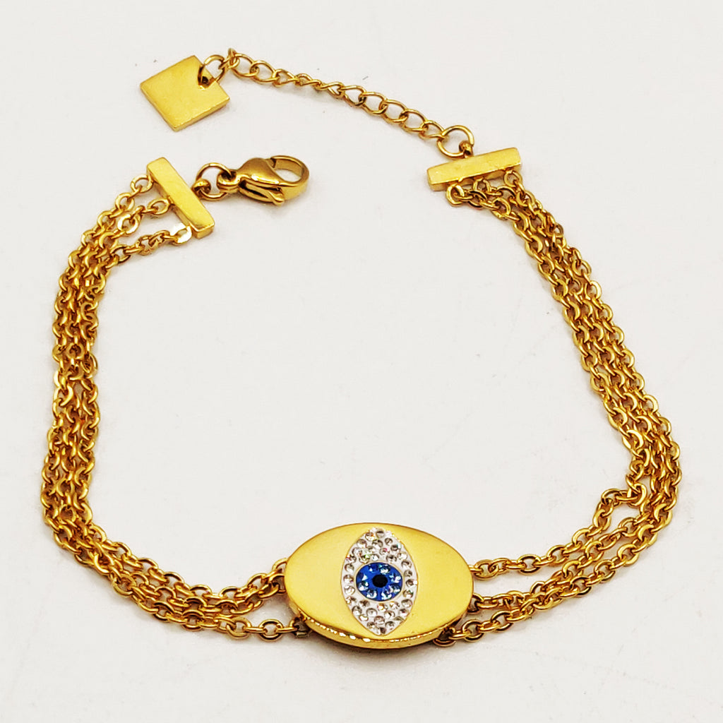 Bracelet Double Cercle Oeil Cristaux Luxe