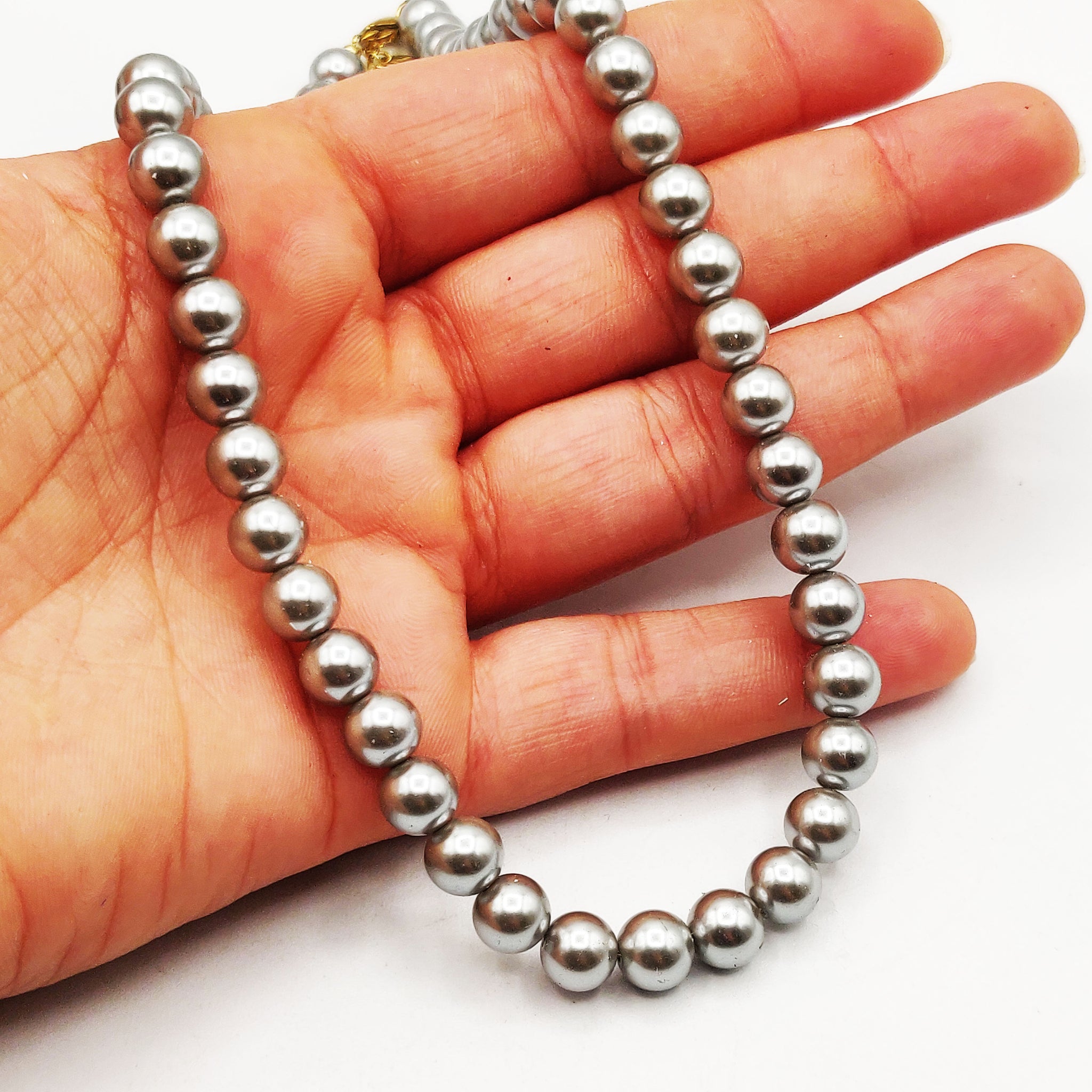 Collier Perles d'imitation Argentées