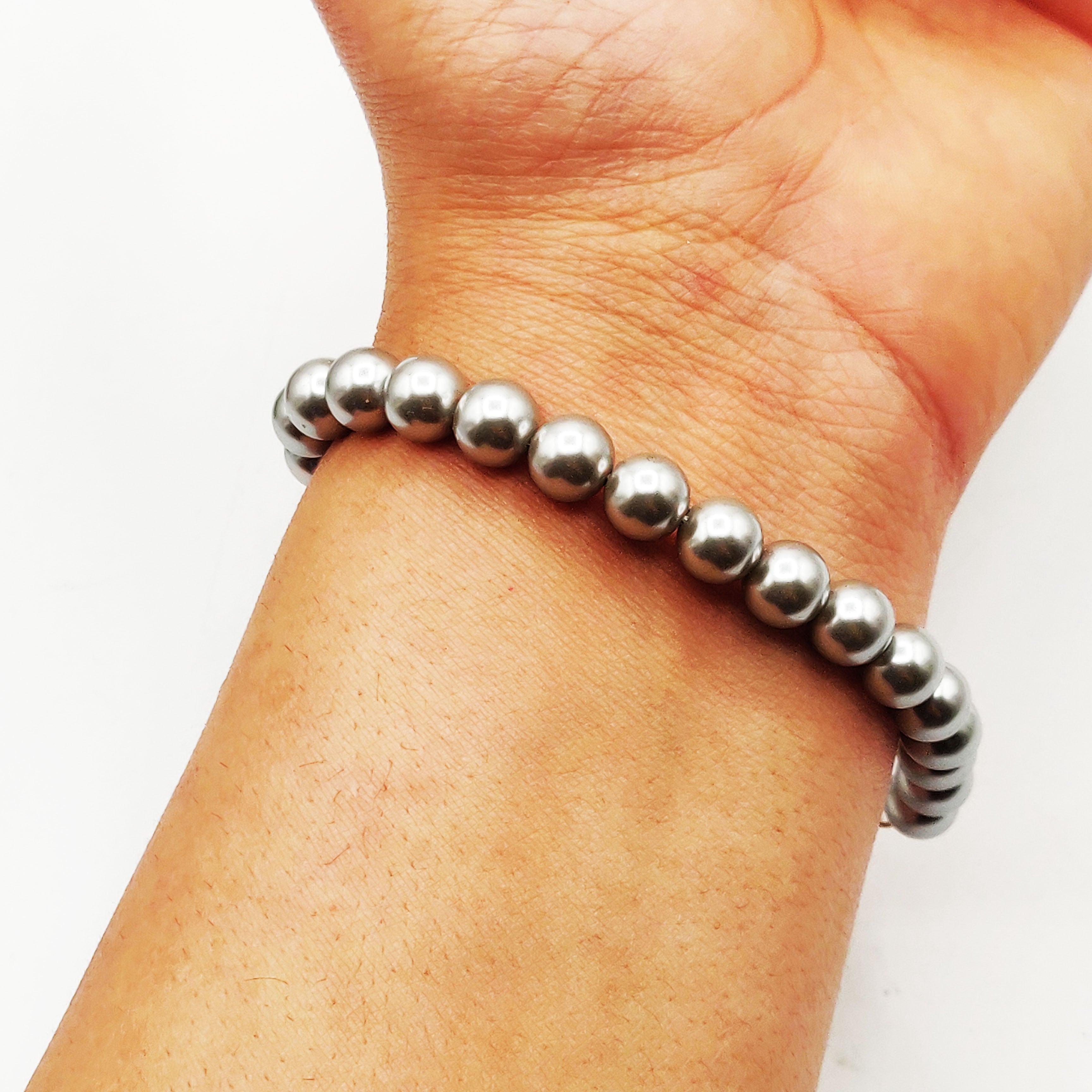 Bracelet Perles d'imitation Argentées