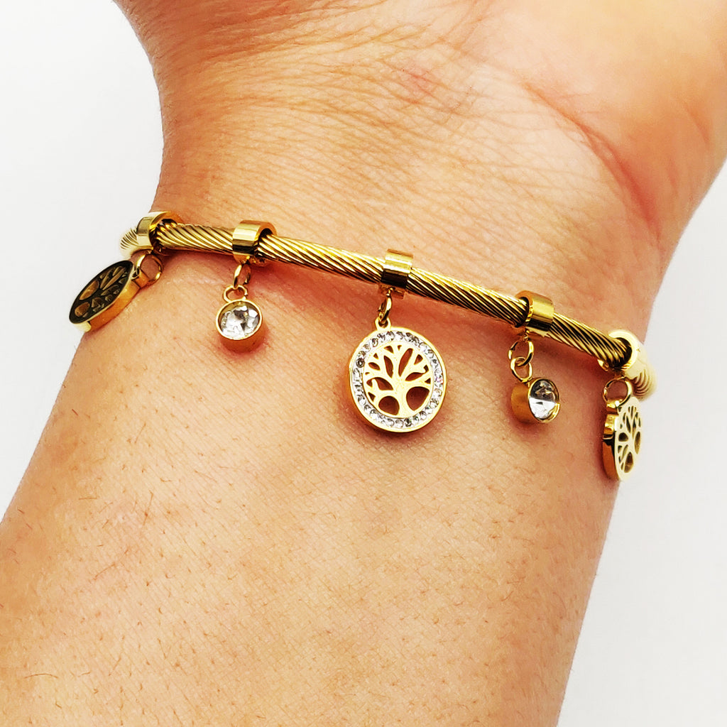 Bracelet Rigide Ouvert Pendentifs Eden Luxe