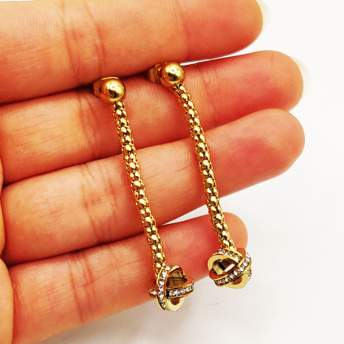 Boucles d'oreilles Chaîne Arrondie Triple X Cristaux Luxe