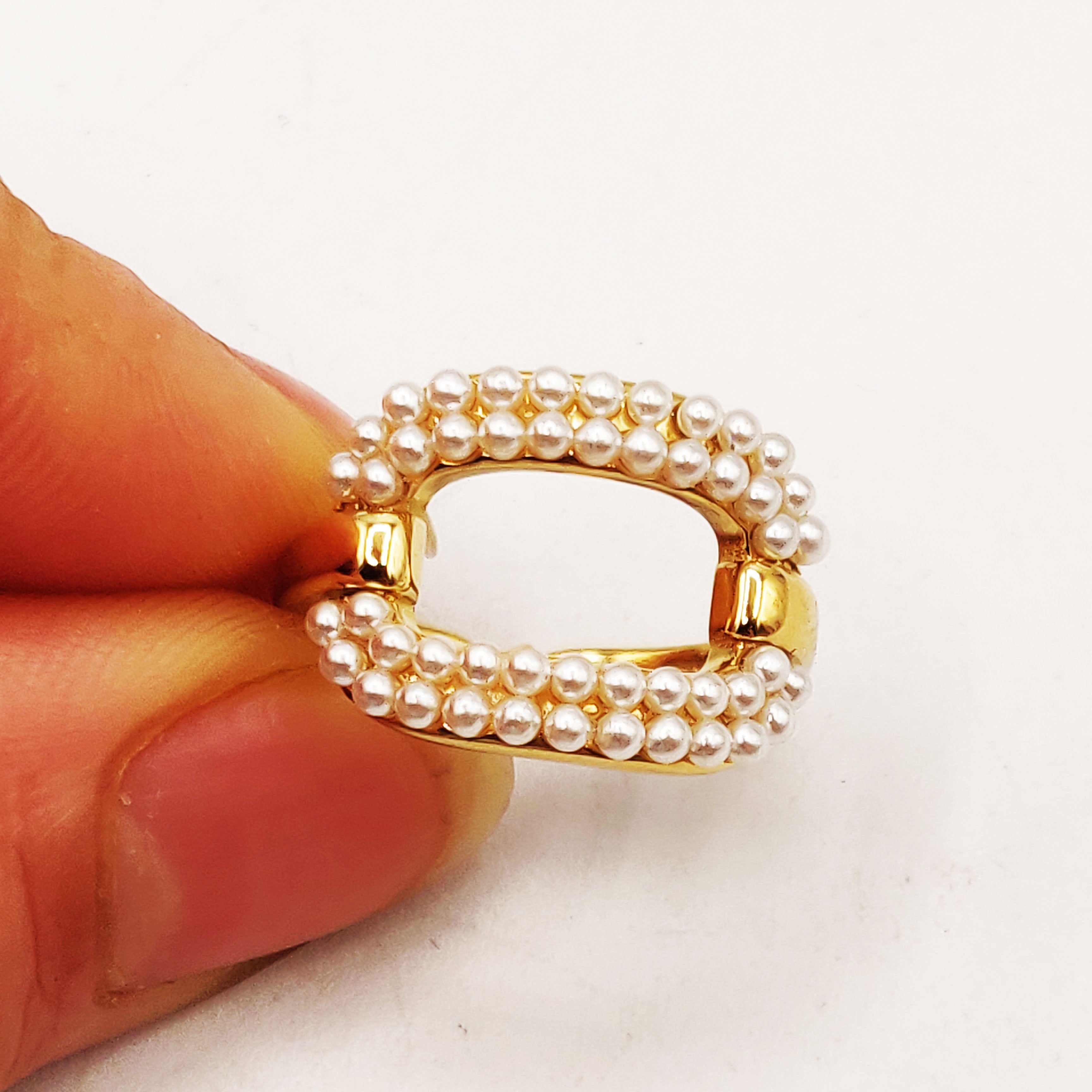 Bague Ovale Multi Perles d'imitation Blanches