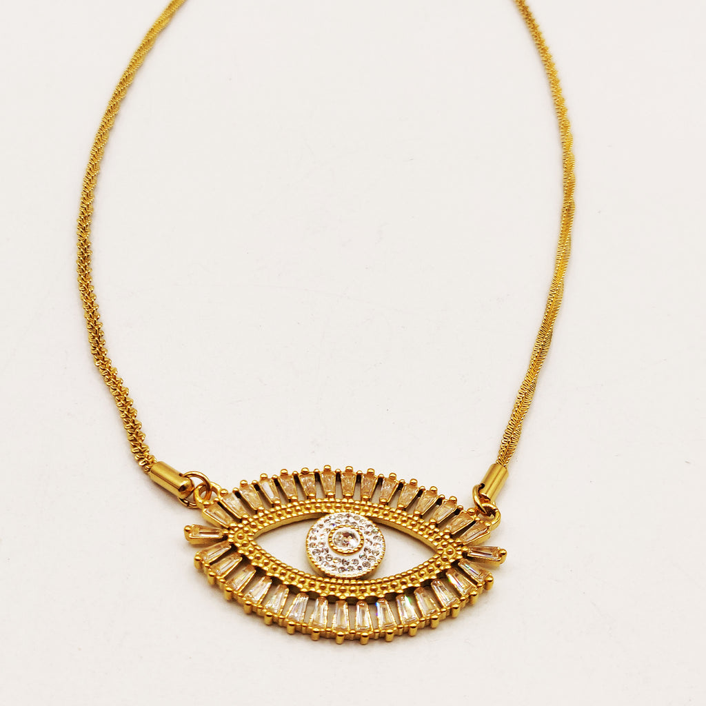 Collier Grand Oeil Tout en Cristaux Luxe