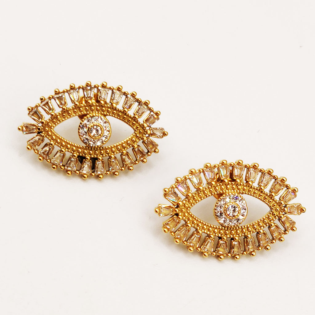 Boucles d'oreilles Grand Oeil Tout en Cristaux Luxe