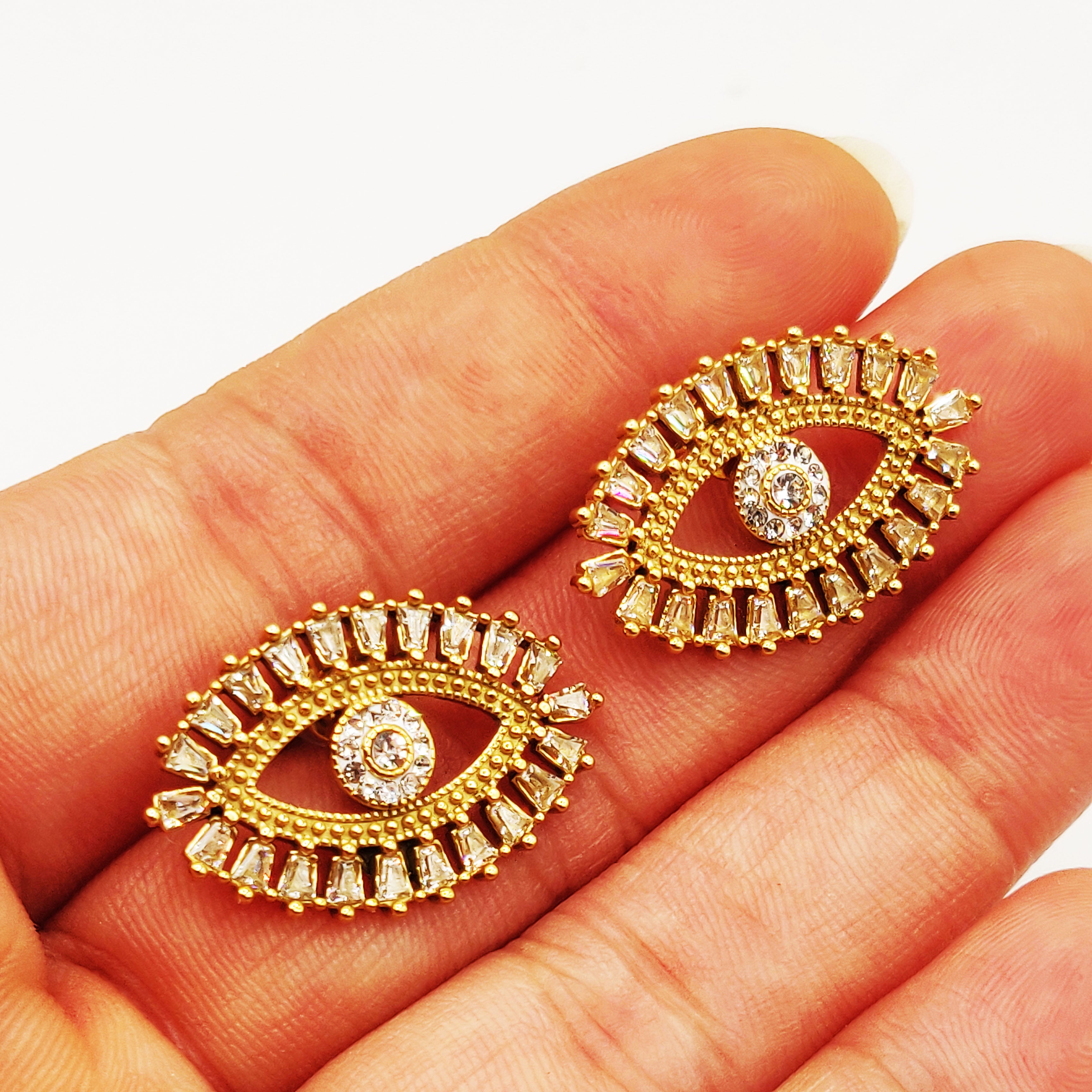 Boucles d'oreilles Grand Oeil Tout en Cristaux Luxe