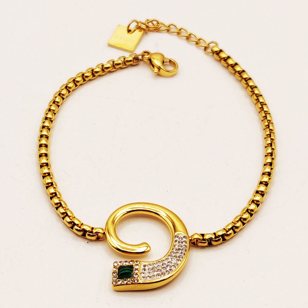 Bracelet Chaîne Cubique Tourbillon Cristal Vert Luxe