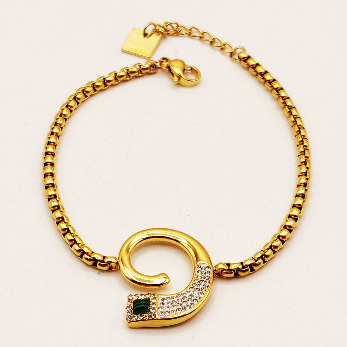 Bracelet Chaîne Cubique Tourbillon Cristal Vert Luxe